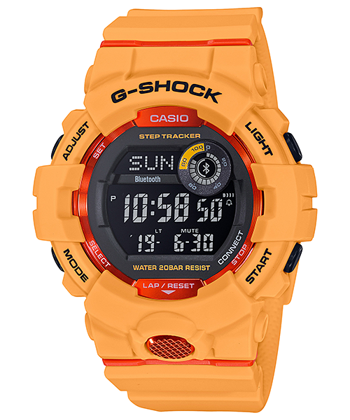Casio G-Shock G-SQUAD Bluetooth¨ GBD-800 Series Yellow Orange Resin Band Watch GBD800-4D GBD-800-4D GBD-800-4
