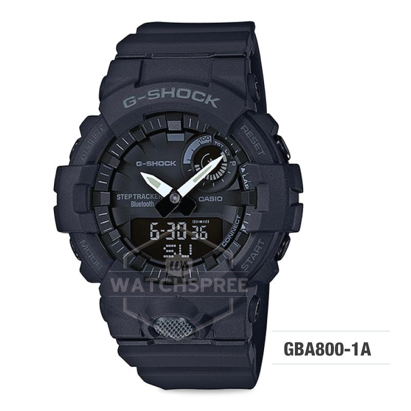Casio G-Shock G-SQUAD Bluetooth¨ Urban Sports Themed Black Resin Band Watch GBA800-1A GBA-800-1A
