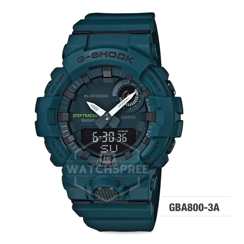 Casio G-Shock G-SQUAD Bluetooth¨ Urban Sports Themed Dark Green Resin Band Watch GBA800-3A GBA-800-3A