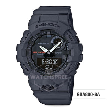 Casio G-Shock G-SQUAD Bluetooth¨ Urban Sports Themed Dark Grey Resin Band Watch GBA800-8A GBA-800-8A