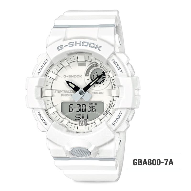 Casio G-Shock G-SQUAD Bluetooth‚Äö√†√∂‚àö√°¬¨¬®‚àö√ú Urban Sports Themed White Resin Band Watch GBA800-7A GBA-800-7A Watchspree