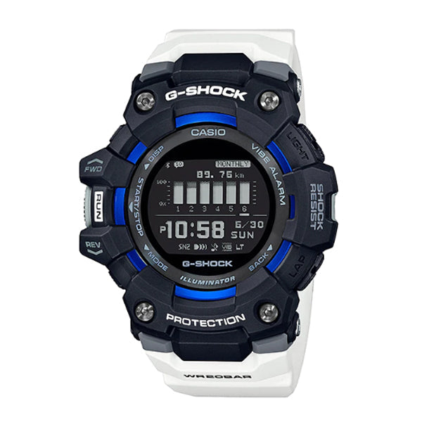 Casio G-Shock G-SQUAD Bluetooth‚Äö√†√∂‚àö√°¬¨¬®‚àö√ú White Resin Band Watch GBD100-1A7 GBD-100-1A7 Watchspree