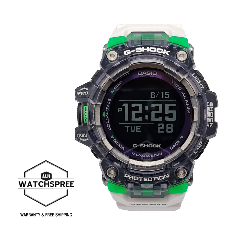 Casio G-Shock G-SQUAD Bluetooth‚Äö√†√∂‚àö√°¬¨¬®‚àö√ú White Resin Band Watch GBD100SM-1A7 GBD-100SM-1A7 Watchspree