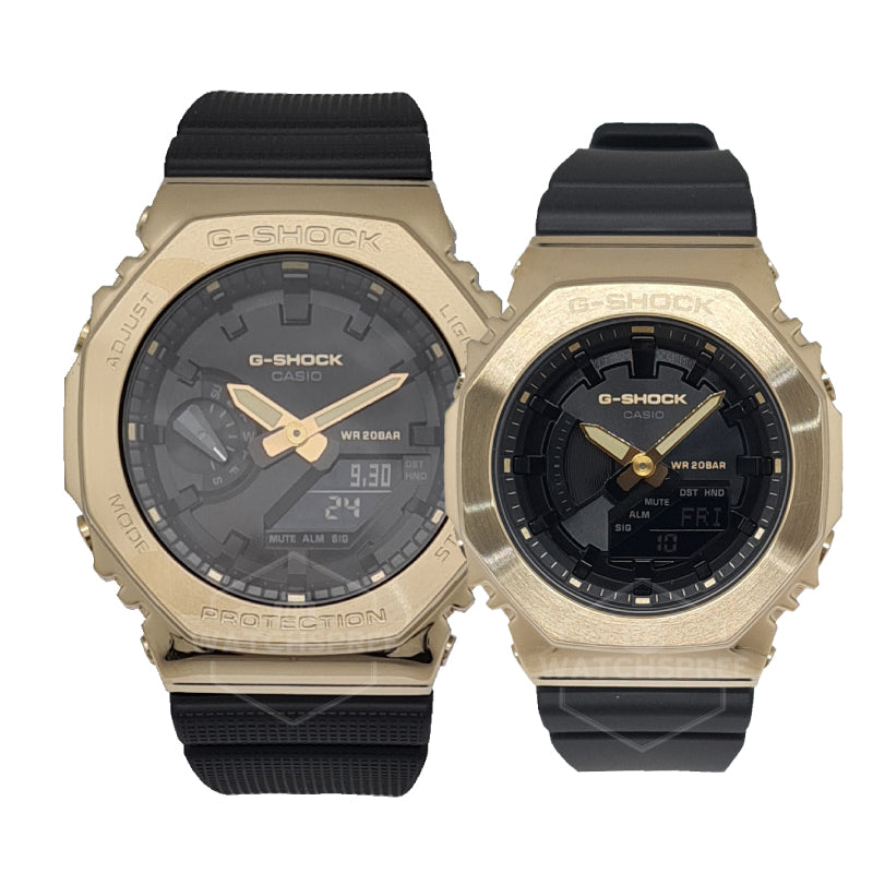 Casio G-Shock & G-Shock for Ladies Metal-Clad Couple Watches GMS2100GB-1A / GM2100G-1A9 [Couple Watch Set] Watchspree