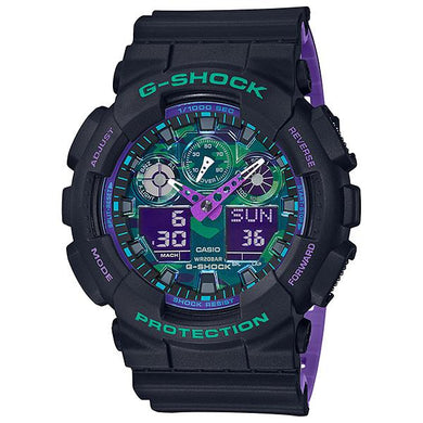 Casio G-Shock GA-100 Lineup 90's Special Color Series Bi-Color Molded Resin Band Watch GA100BL-1A GA-100BL-1A Watchspree