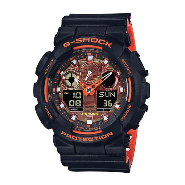 Casio G-Shock GA-100 Lineup Special Color Model Black Resin Band Watch GA100BR-1A GA-100BR-1A Watchspree