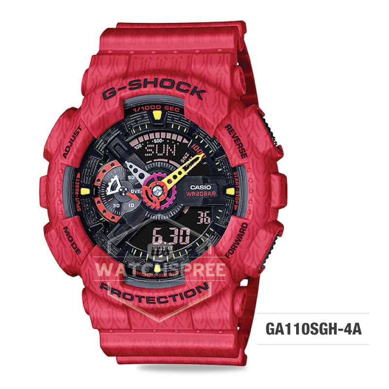 Casio G-Shock GA-110 Lineup JAHAN LOH Collaboration Model Red Resin Band Watch GA110SGH-4A GA-110SGH-4A Watchspree