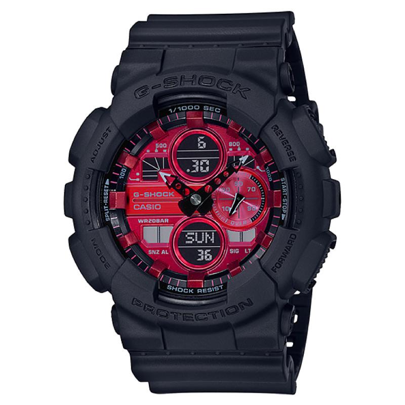 Casio G-Shock GA-140 Lineup Special Color Models Black Resin Band Watch GA140AR-1A GA-140AR-1A Watchspree