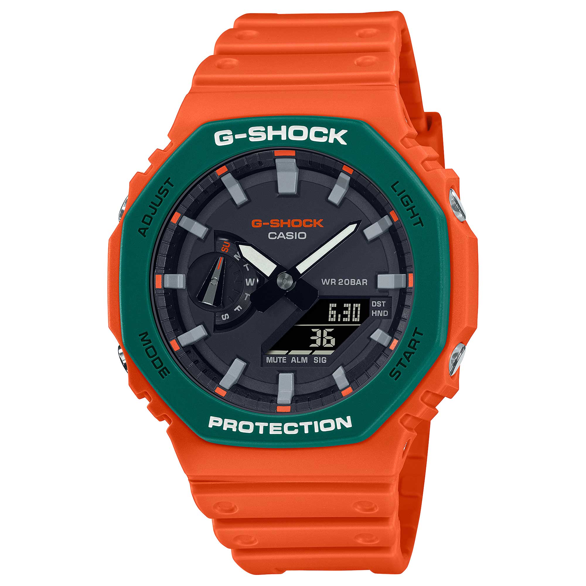 Casio G-Shock GA-2100 Lineup Carbon Core Guard Structure Popular Spirited Colours Orange Resin Band Watch GA2110SC-4A GA-2110SC-4A Watchspree