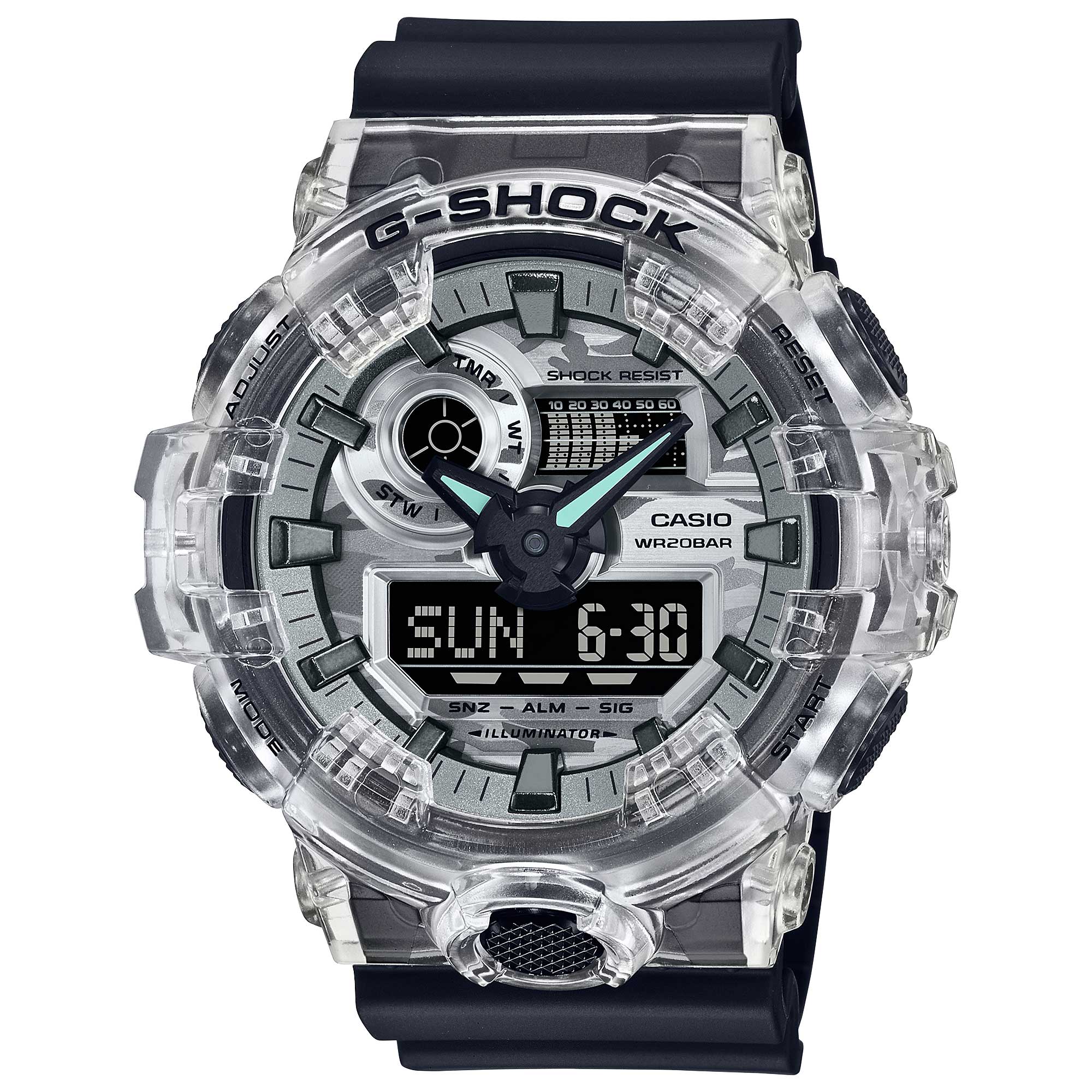 Casio G-Shock GA-700 Lineup Neo Utility Series Camouflage Dial Black Resin Band Watch GA700SKC-1A GA-700SKC-1A Watchspree