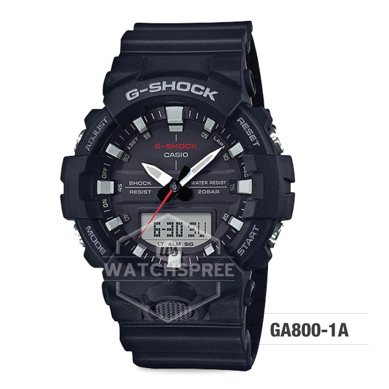 Casio G-Shock GA-800 Analog-Digital Black Resin Strap Watch GA800-1A Watchspree