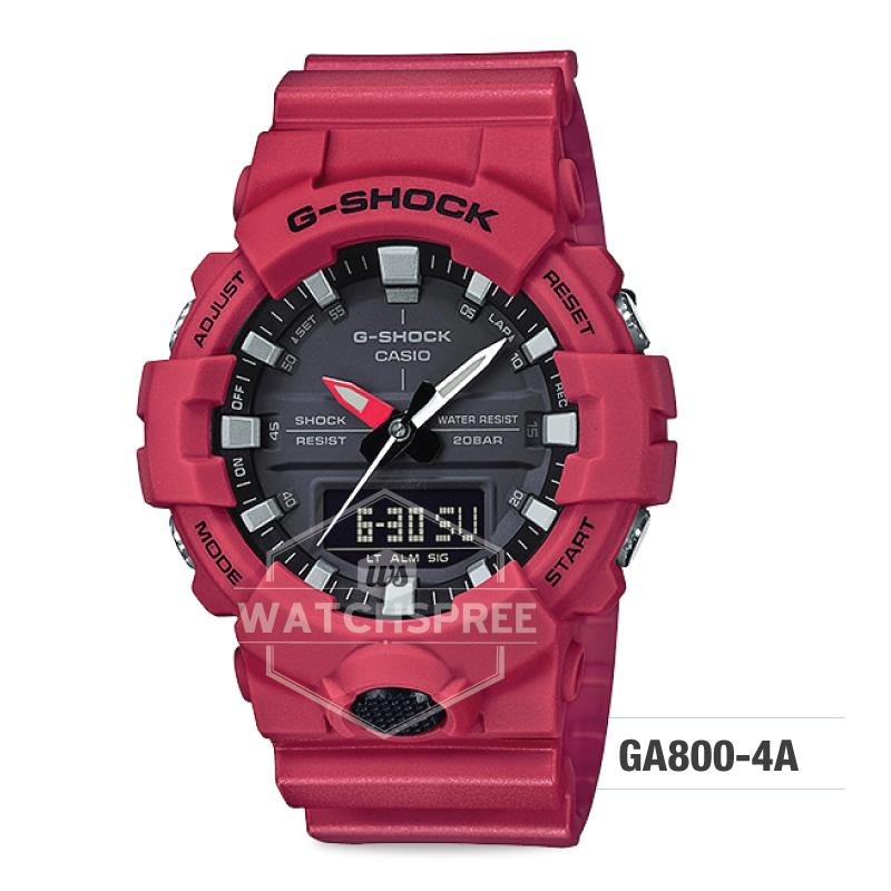 Casio G-Shock GA-800 Analog-Digital Red Resin Strap Watch GA800-4A Watchspree