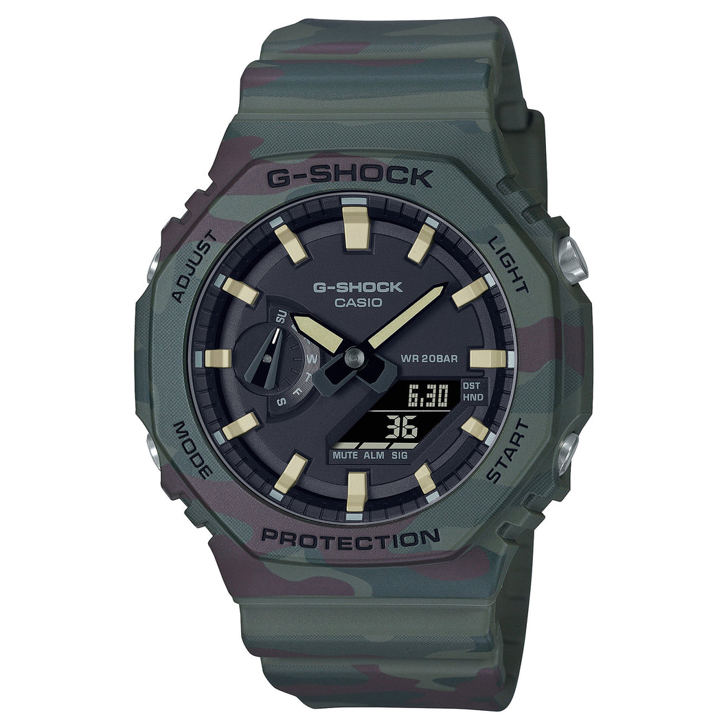 Casio G-Shock GAE-2100 Lineup Carbon Core Guard Structure Green Camouflage Resin Band Watch GAE2100WE-3A GAE-2100WE-3A Watchspree