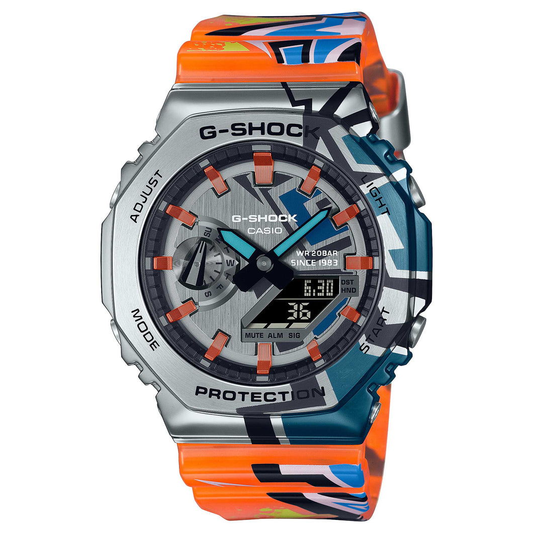 Casio G-Shock GM-2100 Lineup Street Spirit Series Original Graffiti Art Standard-Bearer Metal-Clad Octagonal Multicolour Resin Band Watch GM2100SS-1A GM-2100SS-1A Watchspree
