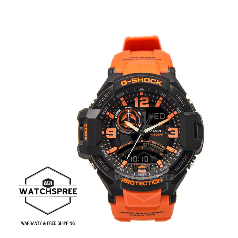 Casio G-Shock Gravitymaster Twin Sensor Orange Resin Band Watch GA1000-4A GA-1000-4A| Watchspree