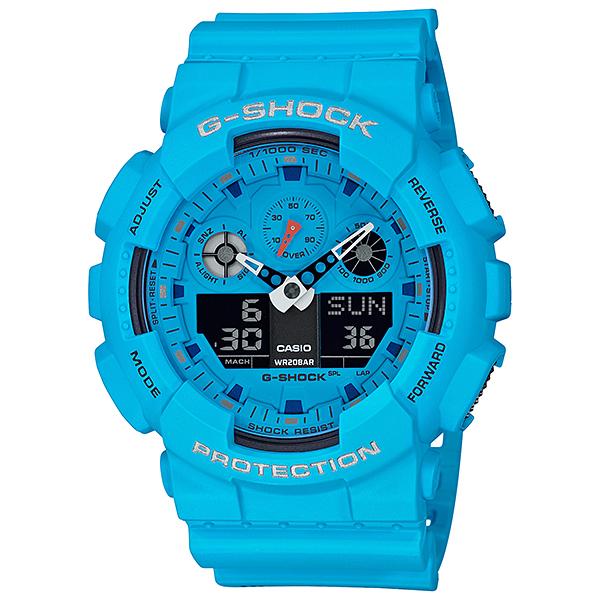 Casio G-Shock Hot Rock Sounds Special Color Model Blue Resin Band Watch GA100RS-2A GA-100RS-2A Watchspree