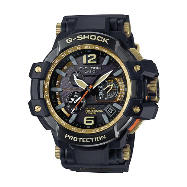 Casio G-Shock Master of G Black and Gold Gravitymaster Black Carbon fiber insert Resin Band Strap Watch GPW1000GB-1A Watchspree