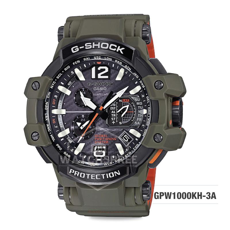 Casio G-Shock Master of G Gravitymaster Master in Olive Drab Series Olive Resin Strap Watch GPW1000KH-3A Watchspree