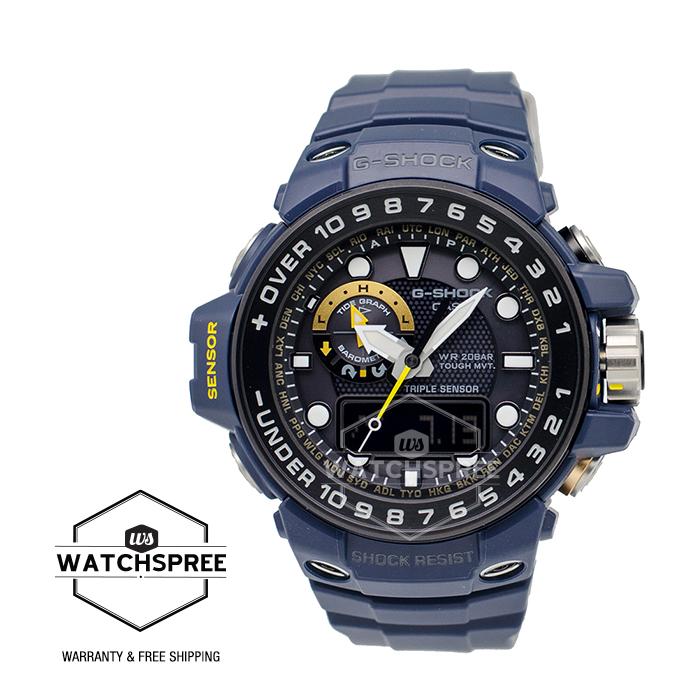 Casio G-Shock Master of G Gulfmaster Navy Blue Resin / Stainless Steel Watch GWN1000NV-2A Watchspree