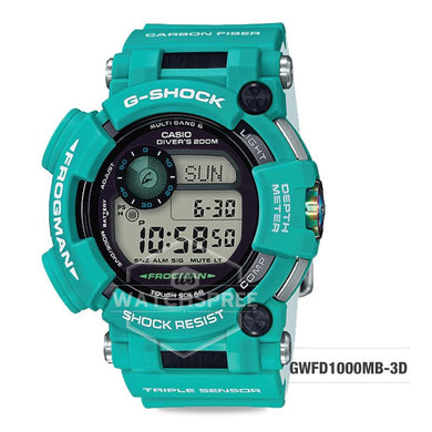 Casio G-Shock Master of G Series Marine Blue model Green Resin Strap Watch GWFD1000MB-3D Watchspree