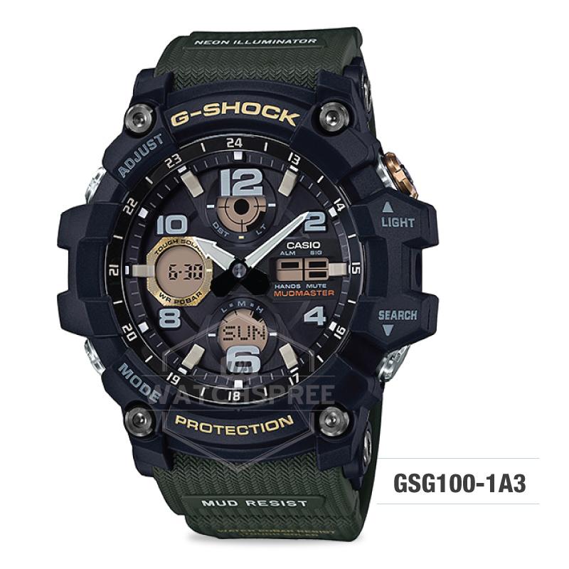 Casio G-Shock Master of G Series Mudmaster Olive Green Resin Band Watch GSG100-1A3 GSG-100-1A3 Watchspree