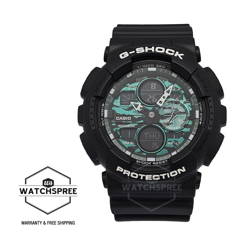 Casio G-Shock Midnight Green GA-140 Lineup Black Resin Band Watch GA140MG-1A GA-140MG-1A Watchspree