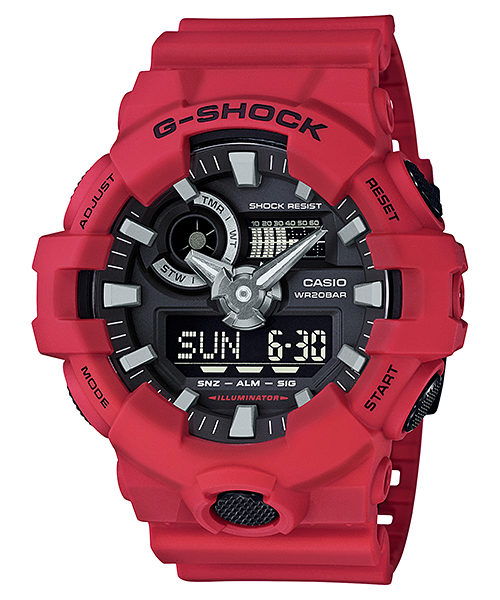 Casio G-Shock New GA-700 Red Resin Band Watch GA700-4A Watchspree