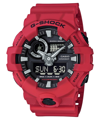Casio G-Shock New GA-700 Red Resin Band Watch GA700-4A Watchspree