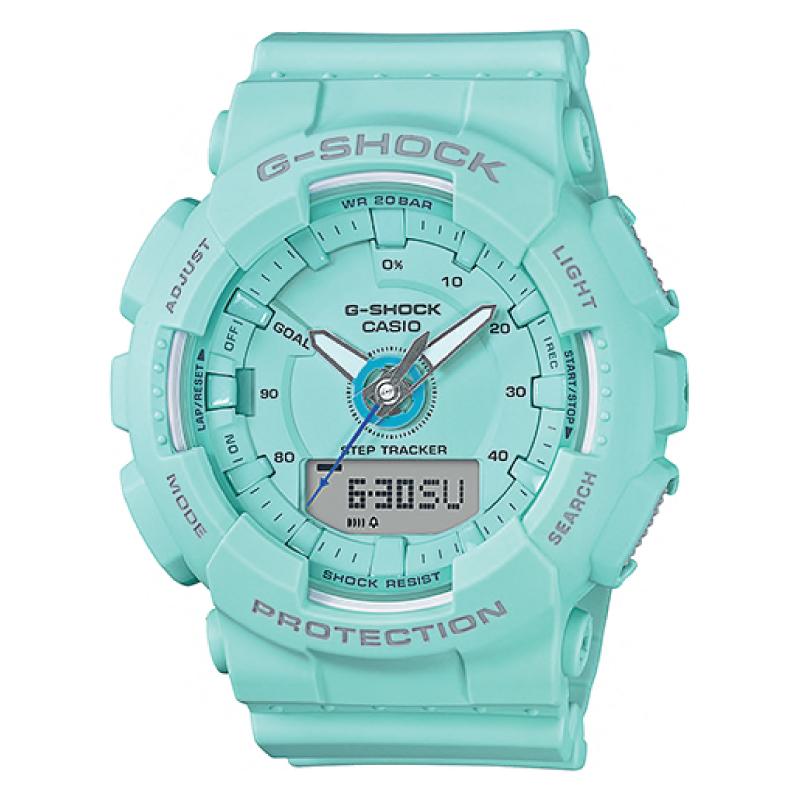 Casio G-Shock S Series For Women Step Tracker Blue Green Resin Band Watch GMAS130-2A GMA-S130-2A Watchspree