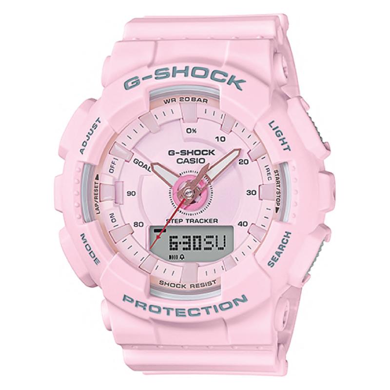 Casio G-Shock S Series For Women Step Tracker Light Pink Resin Band Watch GMAS130-4A GMA-S130-4A Watchspree