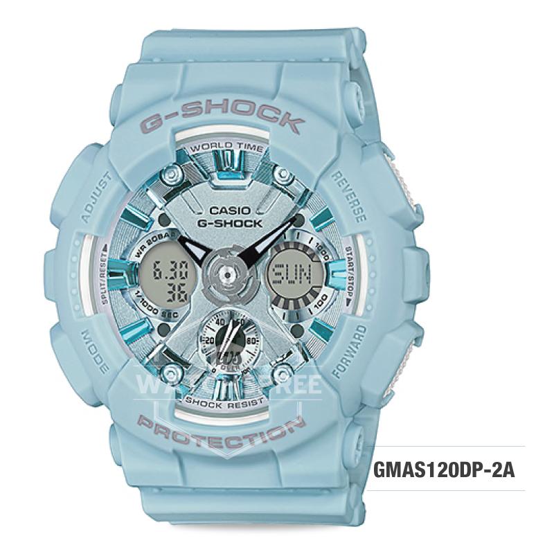 Casio G-Shock S Series Pastel-tone Matte Blue Resin Band Watch GMAS120DP-2A GMA-S120DP-2A Watchspree