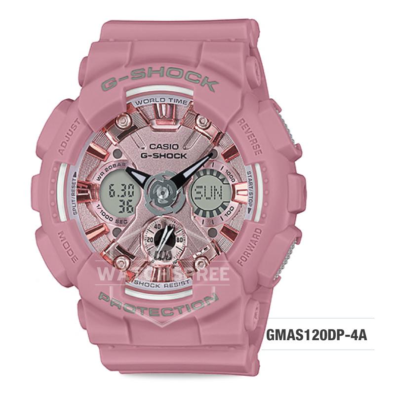 Casio G-Shock S Series Pastel-tone Matte Pink Resin Band Watch GMAS120DP-4A GMA-S120DP-4A Watchspree