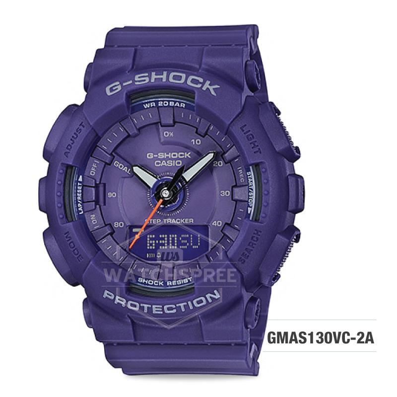 Casio G-Shock S Series Step Tracker Purple Resin Band Watch GMAS130VC-2A GMA-S130VC-2A Watchspree