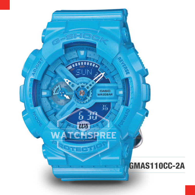 Casio G-Shock S Series for Women Neon Blue Resin Band Watch GMAS110CC-2A GMA-S110CC-2A| Watchspree