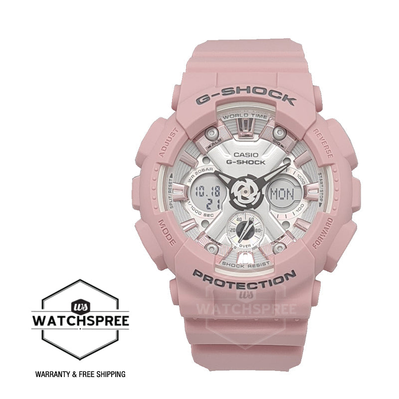 Casio G-Shock S Series for Ladies' GA-120 Lineup Pink Resin Band Watch GMAS120NP-4A GMA-S120NP-4A Watchspree