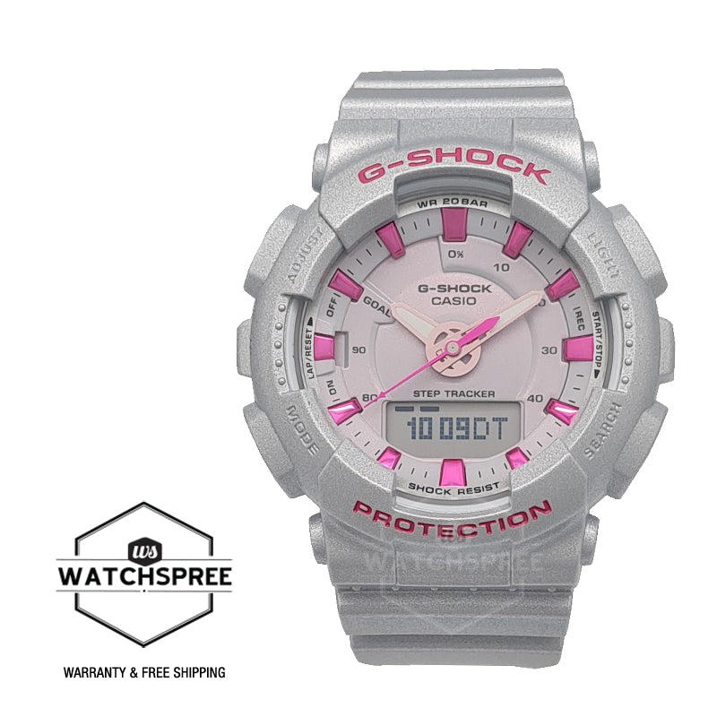 Casio G-Shock S Series for Ladies' GA-130 Lineup Glossy Grey Resin Band Watch GMAS130NP-8A GMA-S130NP-8A Watchspree
