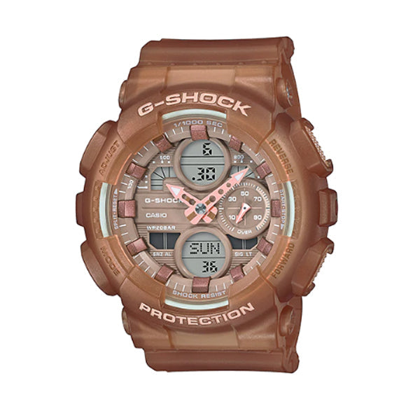 Casio G-Shock S Series for Ladies' GA-140 Lineup Semi-Transparent Brown Resin Band Watch GMAS140NC-5A2 GMA-S140NC-5A2 Watchspree