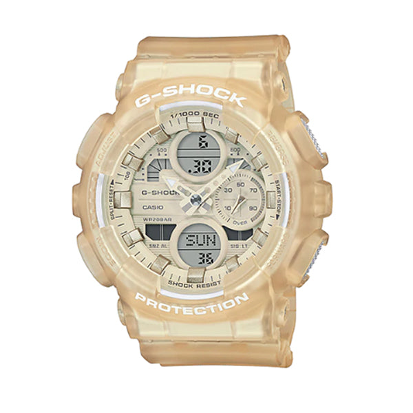 Casio G-Shock S Series for Ladies' GA-140 Lineup Semi-Transparent Off-White Resin Band Watch GMAS140NC-7A GMA-S140NC-7A Watchspree