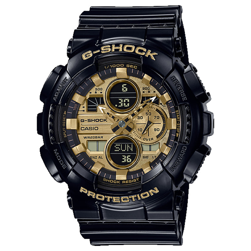 Casio G-Shock Special Color GA Series Black Resin Band Watch GA140GB-1A1 GA-140GB-1A1 Watchspree