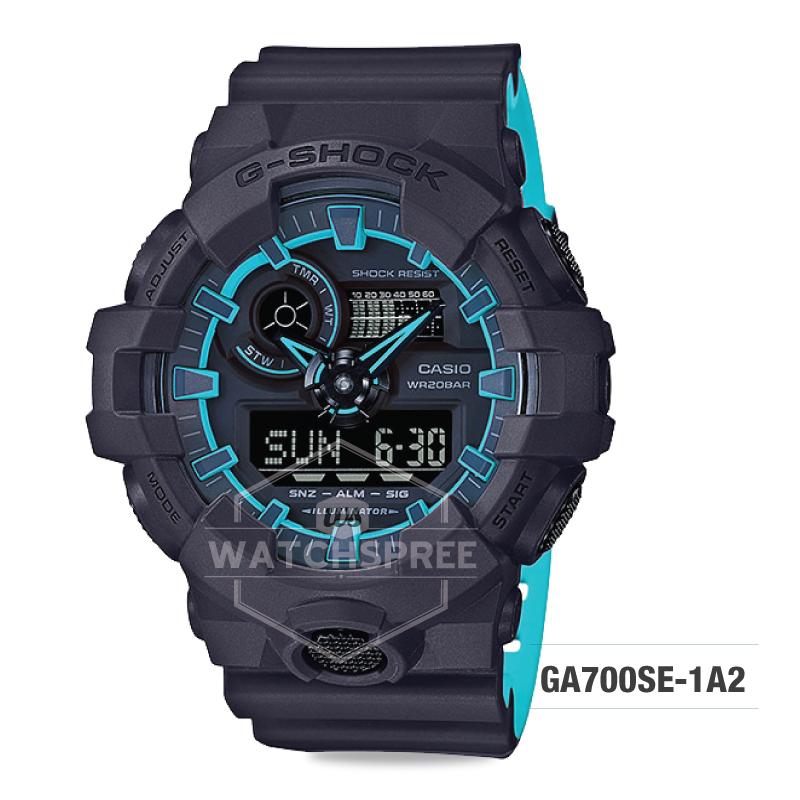 Casio G-Shock Special Color Model Layered Neon Color Black Resin Strap Watch GA700SE-1A2 Watchspree