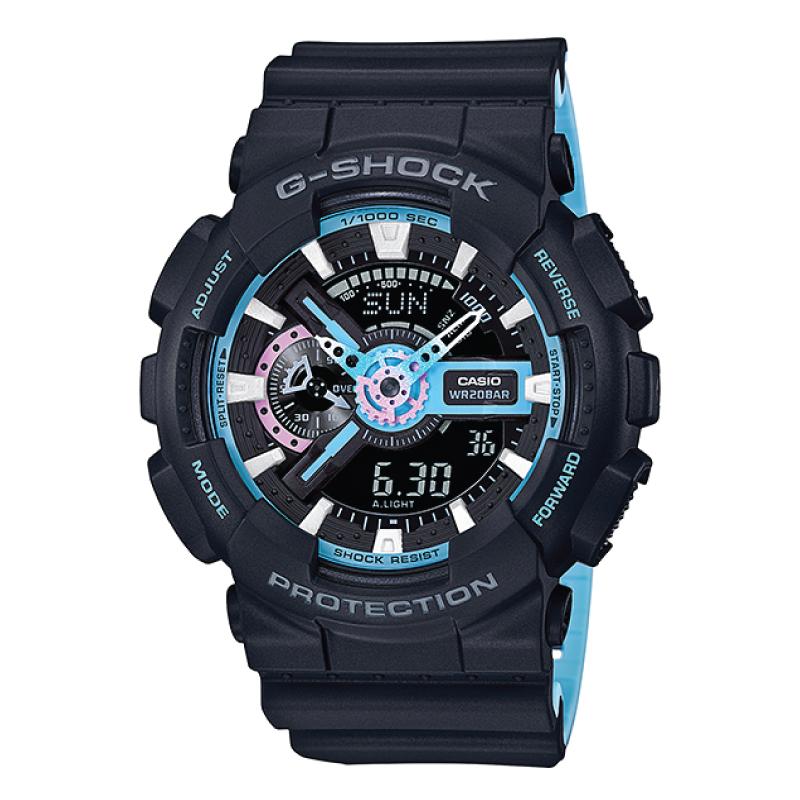 Casio G-Shock Special Color Models Black Resin Band Watch GA110PC-1A GA-110PC-1A Watchspree