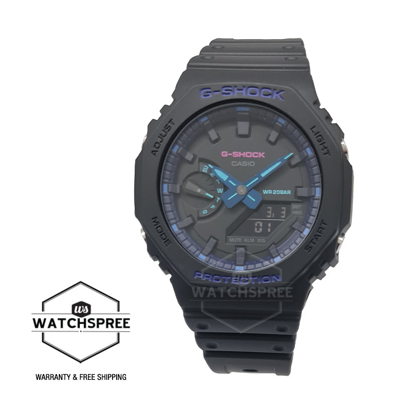 Casio G-Shock Special Colour Model Carbon Core Guard Structure Black Resin Band Watch GA2100VB-1A GA-2100VB-1A Watchspree