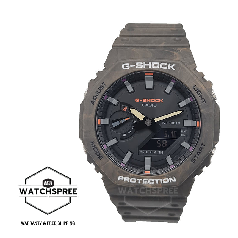 Casio G-Shock Special Colour Model Carbon Core Guard Structure Mystic Forest Mixed-Colour Brown Resin Band Watch GA2100FR-5A GA-2100FR-5A Watchspree