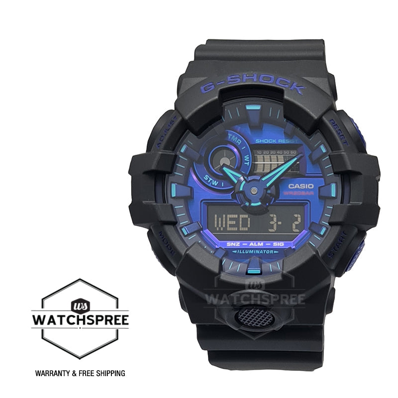 Casio G-Shock Special Colour Model GA-700 Lineup Black Resin Band Watch GA700VB-1A GA-700VB-1A Watchspree