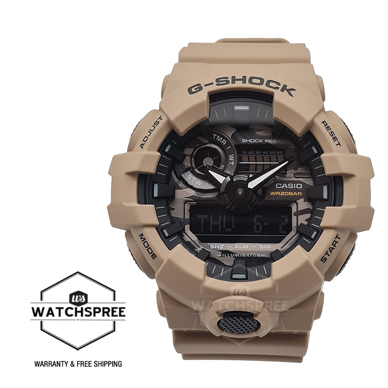 Casio G-Shock Special Colour Model GA-700 Lineup Khaki Brown Resin Band Watch GA700CA-5A GA-700CA-5A Watchspree