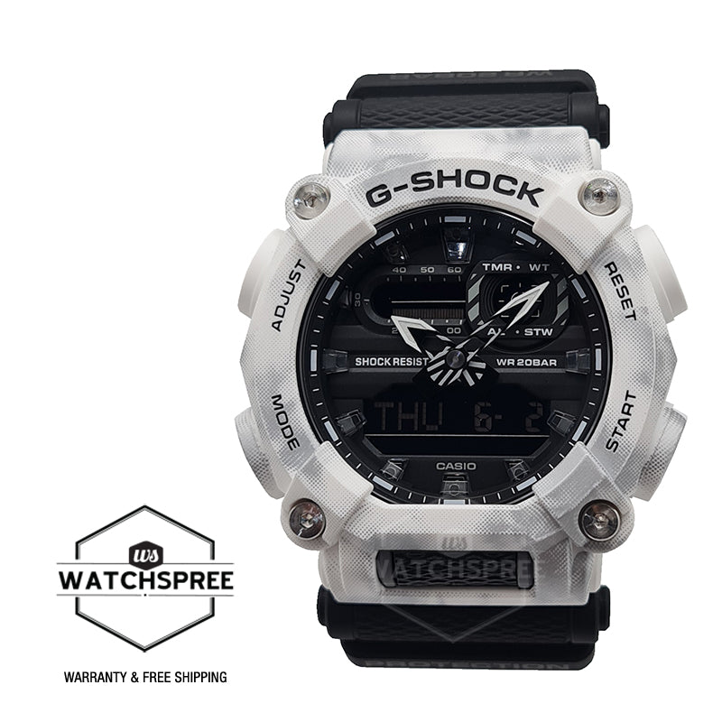 Casio G-Shock Special Colour Model GA-900 Lineup Frozen Forest White Camouflage Resin Band Watch GA900GC-7A GA-900GC-7A Watchspree