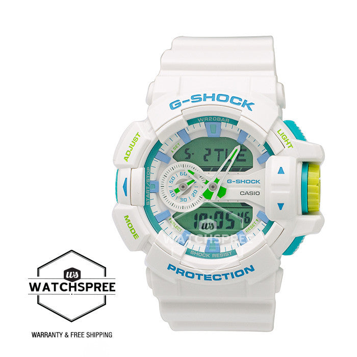 Casio G-Shock Sporty Mix Design Special Color White Resin Band Watch GA400WG-7A Watchspree