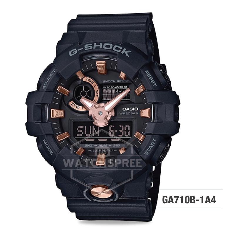 Casio G-Shock Standard Analog-Digital Black Resin Band Watch GA710B-1A4 GA-710B-1A4 Watchspree