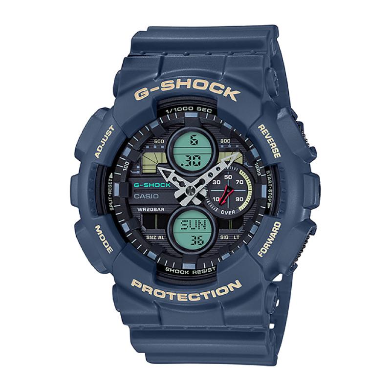 Casio G-Shock Standard Analog-Digital GA series Blue Resin Band Watch GA140-2A GA-140-2A Watchspree