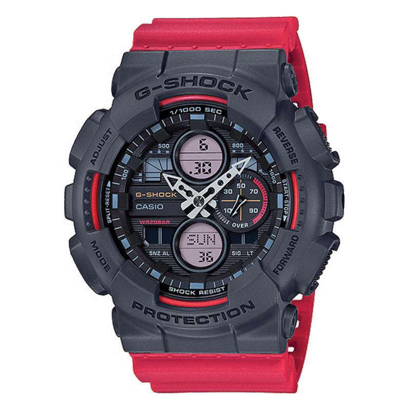 Casio G-Shock Standard Analog-Digital GA series Red Resin Band Watch GA140-4A GA-140-4A Watchspree